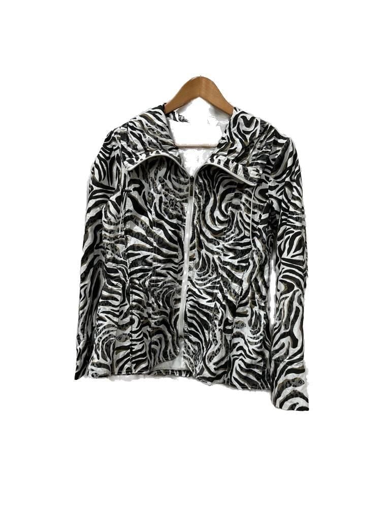 Chico's Zebra Print Zip-Up Peplum Jacket 2