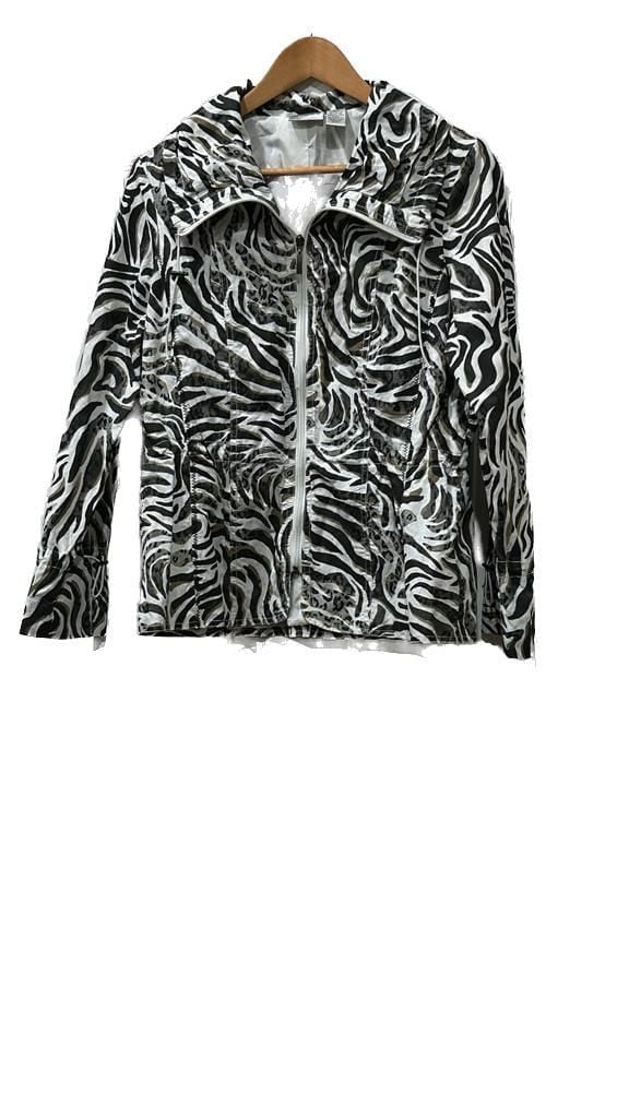 Chico's Zebra Print Zip-Up Peplum Jacket 3