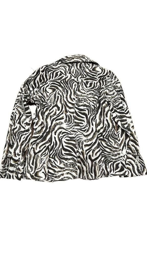 Chico's Zebra Print Zip-Up Peplum Jacket 7