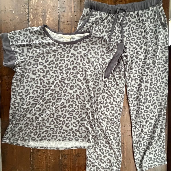 Lucky Brand Leopard Print 2-Piece Pajama Set Size Large