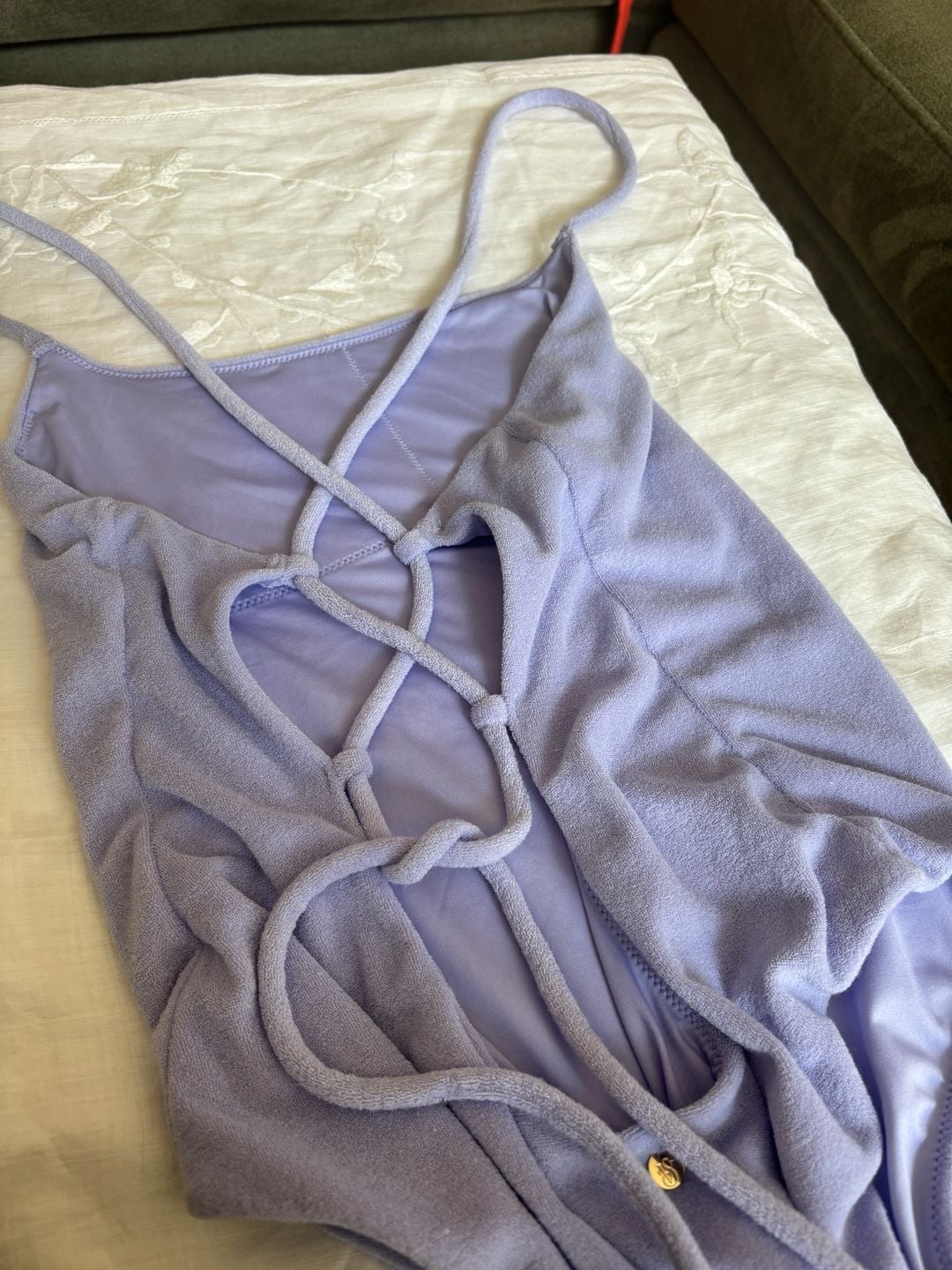 Victoria's Secret lavenderTerry Lace-Up One-Piece Swimsuit, Size M 8