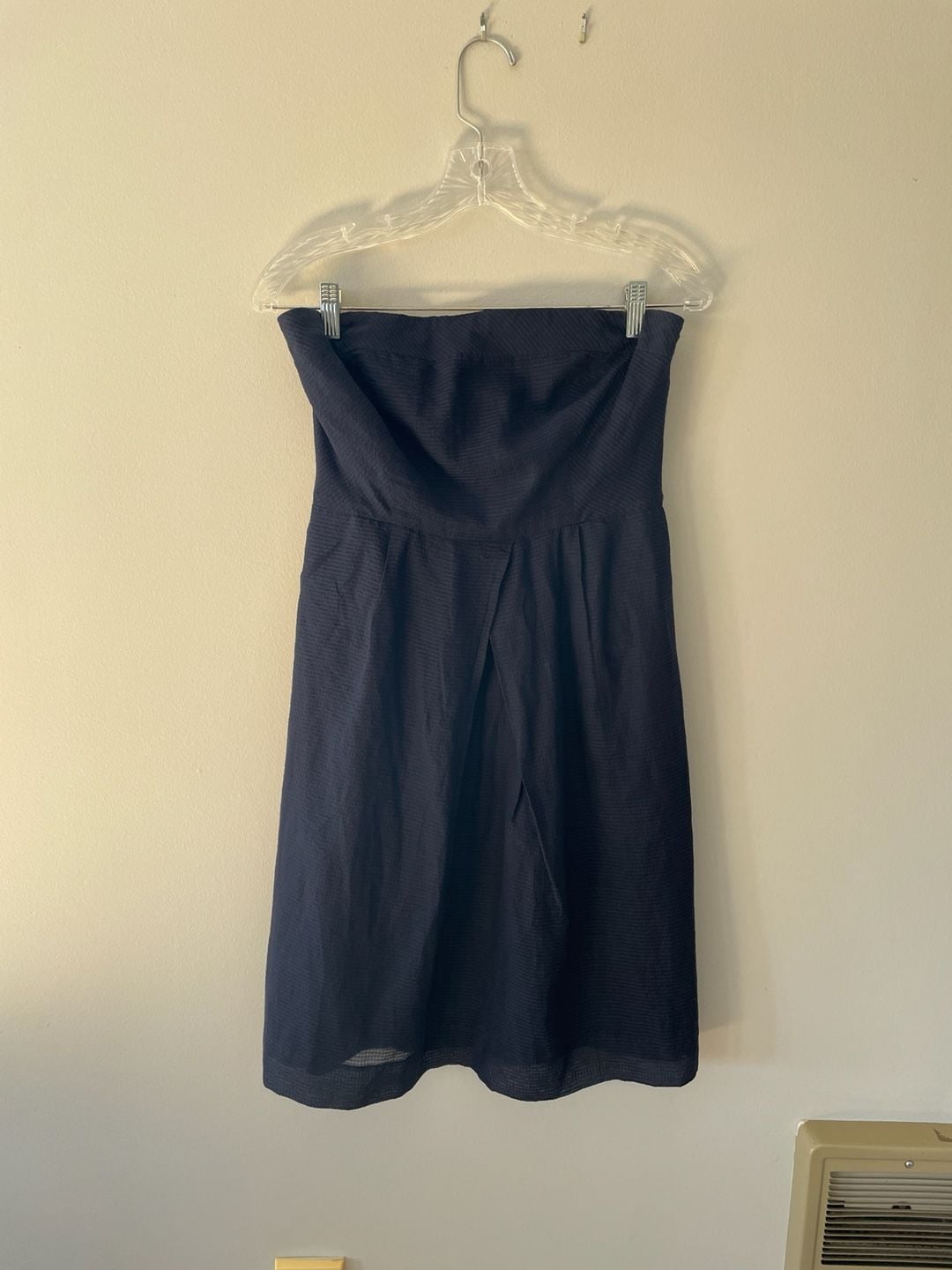 J.Crew Strapless Silk Cotton Blend Navy Blue Dress Size 8 2