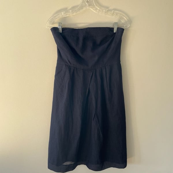 J.Crew Strapless Silk Cotton Blend Navy Blue Dress Size 8