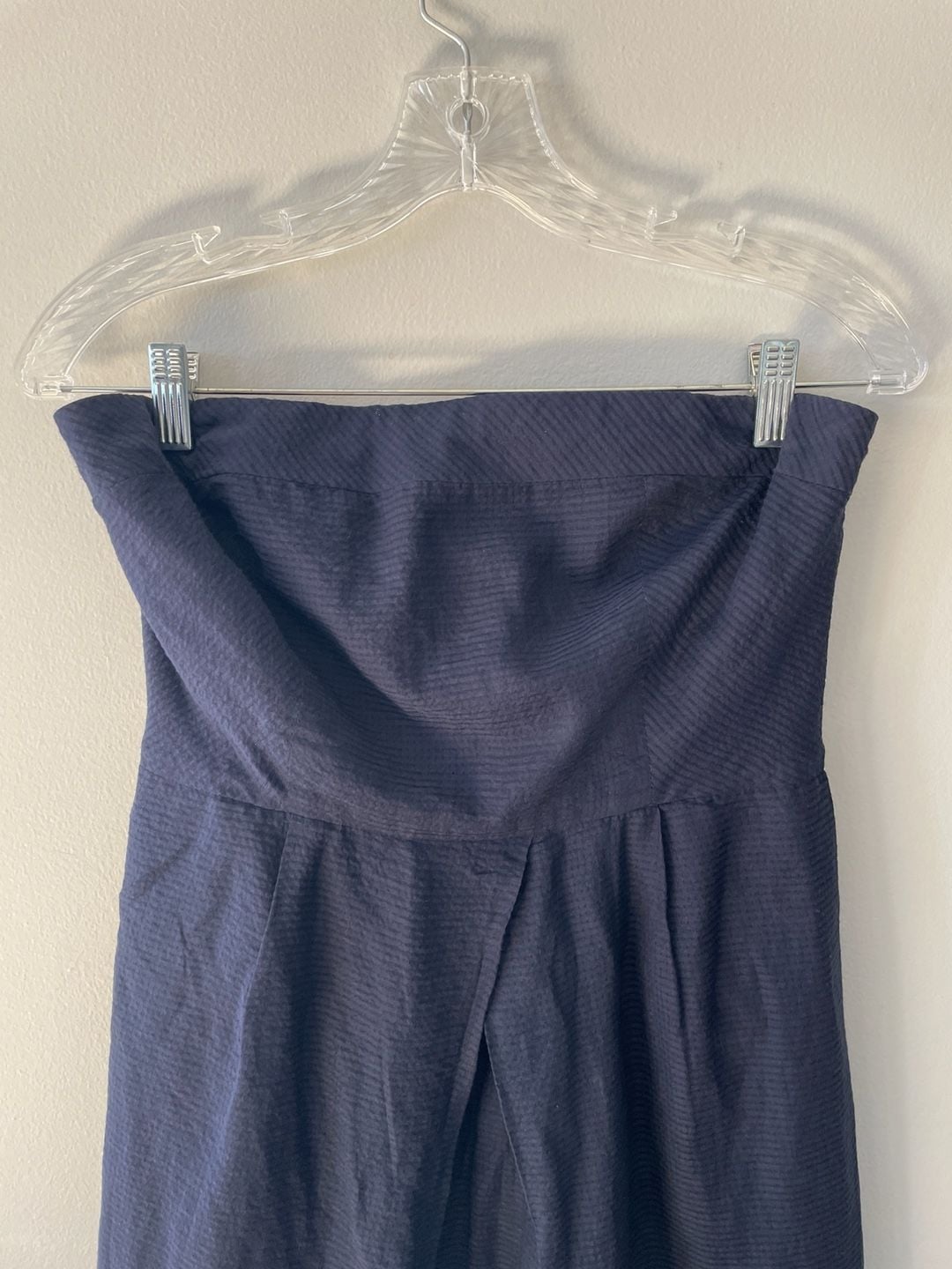 J.Crew Strapless Silk Cotton Blend Navy Blue Dress Size 8 3