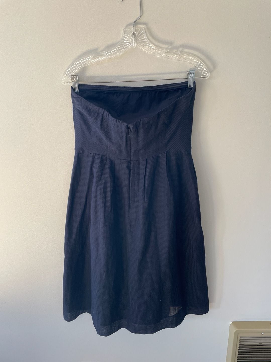 J.Crew Strapless Silk Cotton Blend Navy Blue Dress Size 8 6
