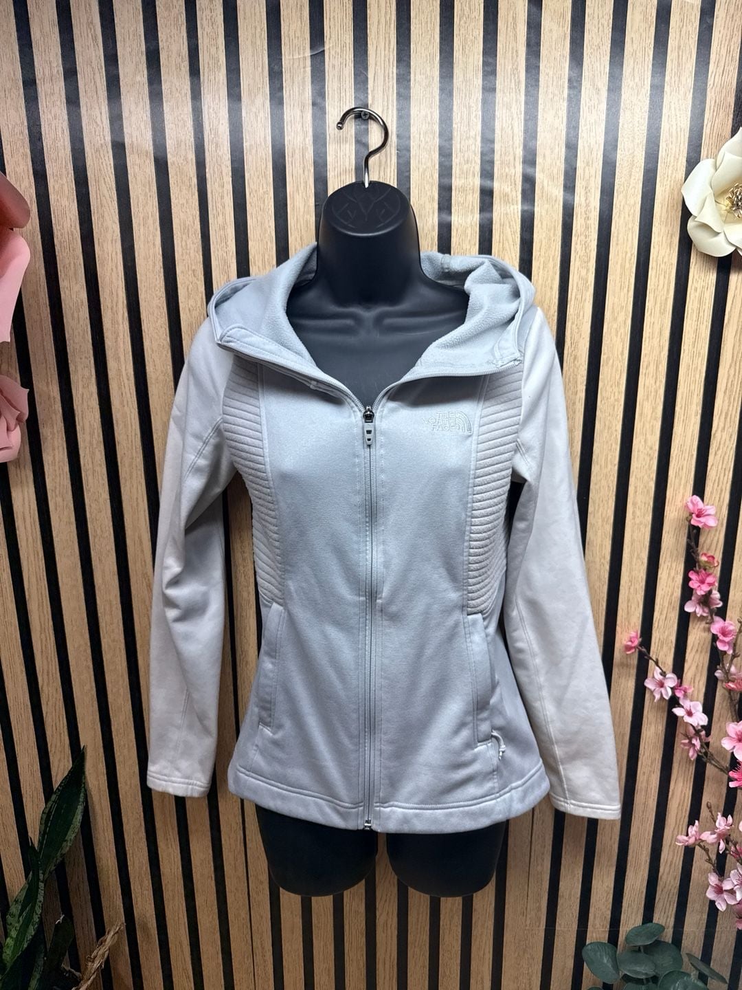 The North Face Women's Slacker Full Zip Ribbed Hoodie Light Grey Size XS 2