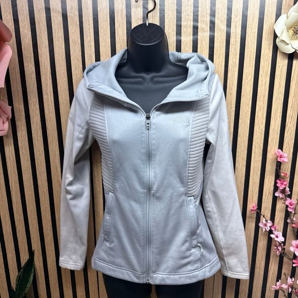 The North Face Women's Slacker Full Zip Ribbed Hoodie Light Grey Size XS