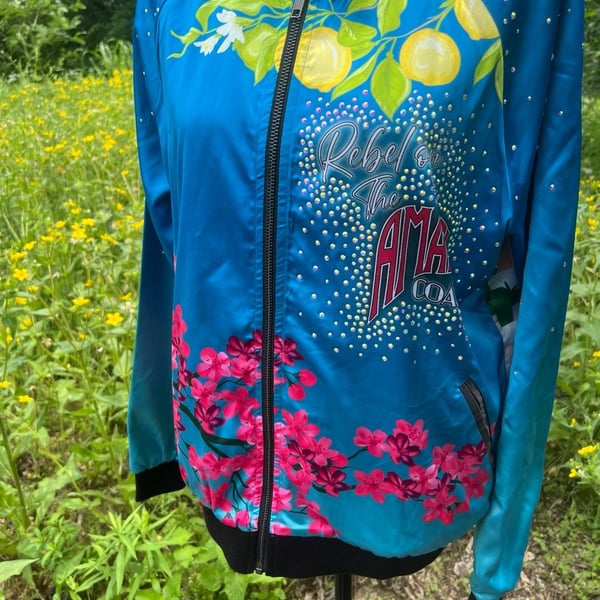 Rebel Athletic Rebel on the Amalfi Coast Crystal Embellished Bomber Jacket