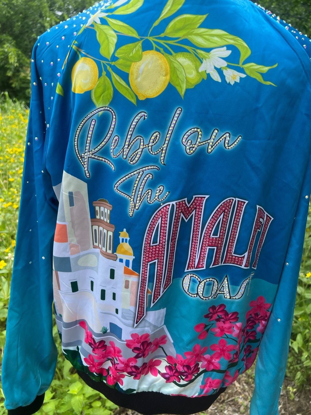 Rebel Athletic Rebel on the Amalfi Coast Crystal Embellished Bomber Jacket 7
