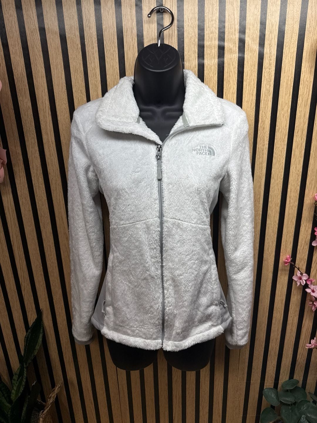 The North Face Women's Osito Hybrid Full Zip Fleece Jacket White/Grey 2