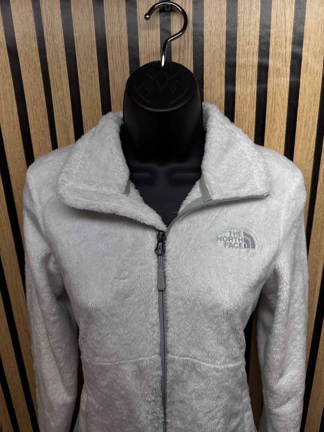 The North Face Women's Osito Hybrid Full Zip Fleece Jacket White/Grey 3