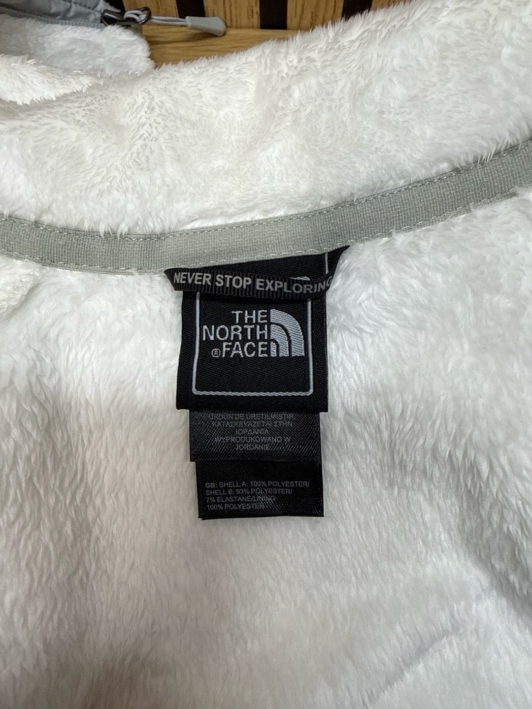 The North Face Women's Osito Hybrid Full Zip Fleece Jacket White/Grey 7