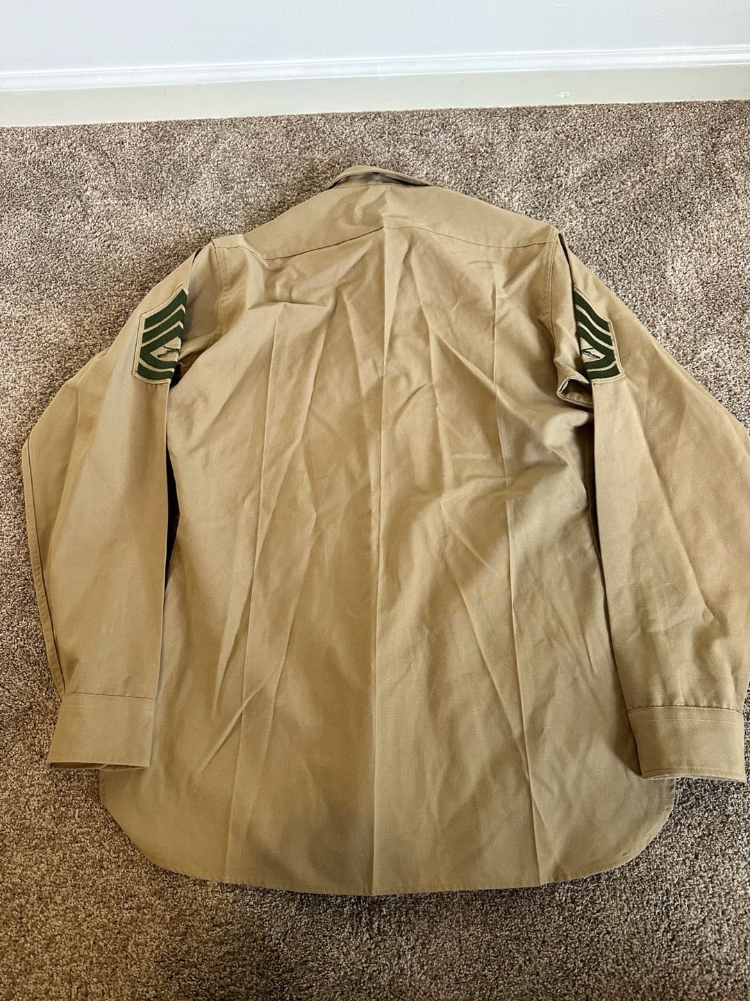 Vintage USMC Service Uniform Set Tan Long Sleeve Shirt Green Trousers 7
