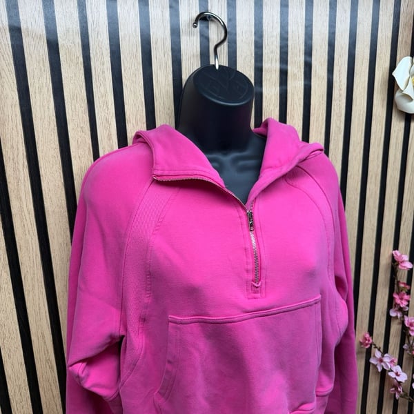 Zyia Active Pink Cozy Half-Zip Cropped Hoodie Size S