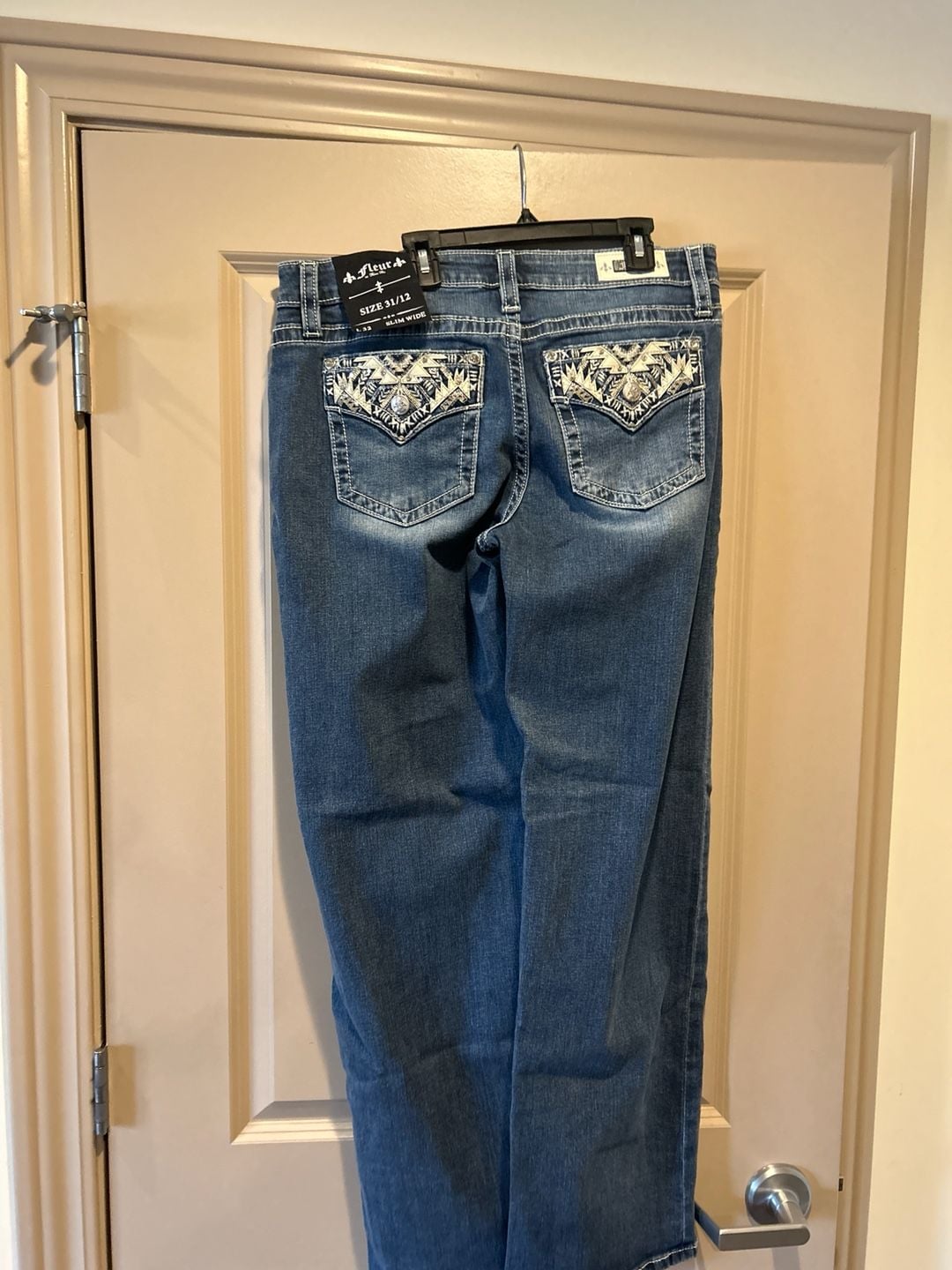 Miss Me Fleur SR197 Slim Wide Embellished Jeans Size 31/12 L32 3