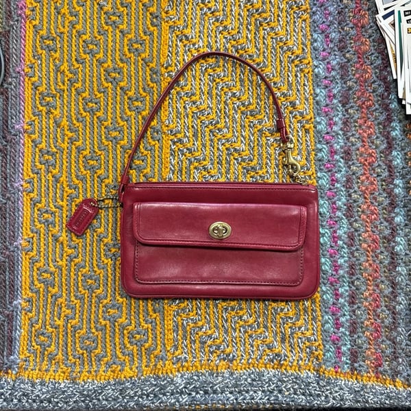 Coach Vintage Red Leather Soho Turnlock Wristlet Small Bag