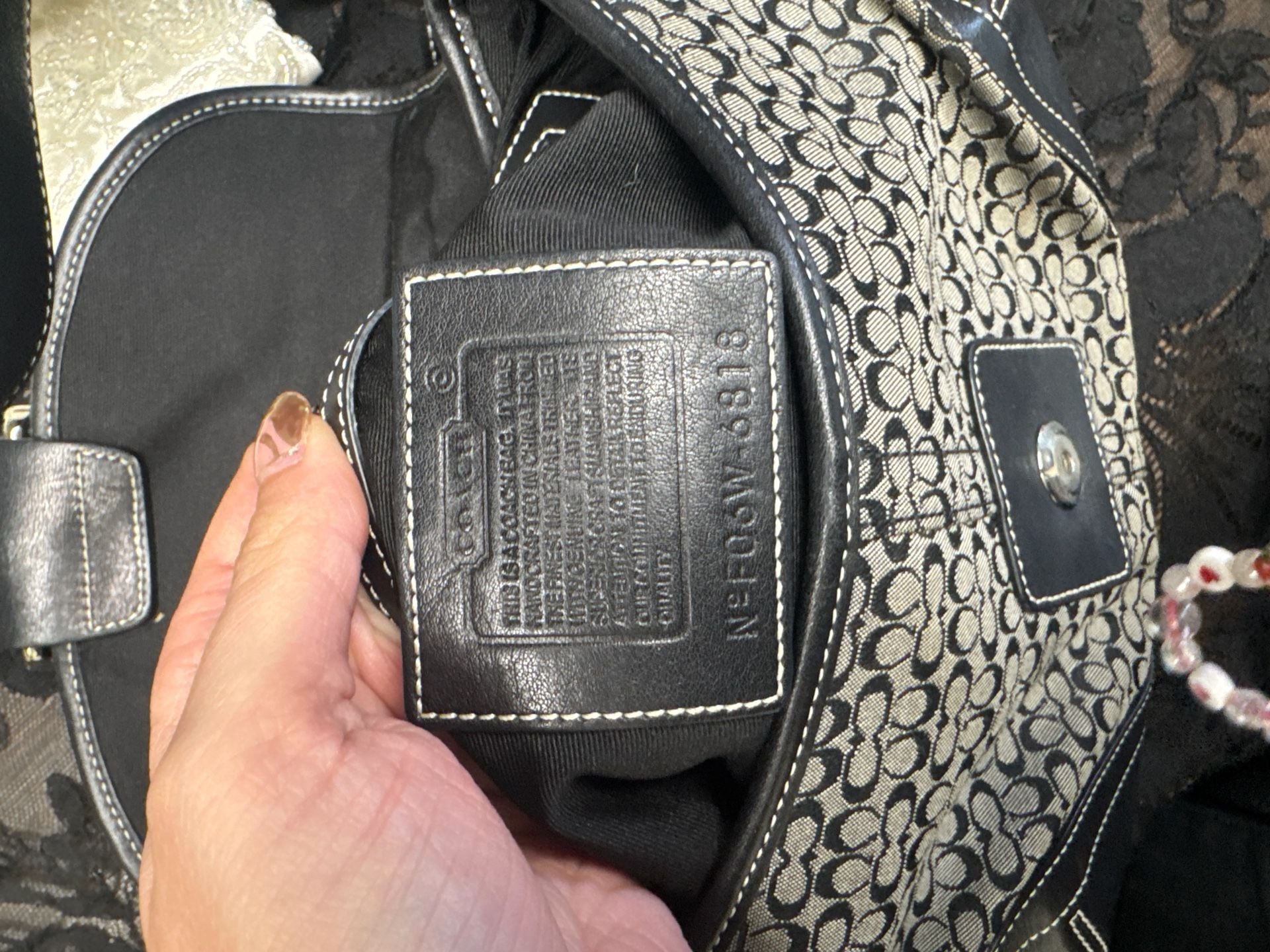 Coach Soho Signature Buckle Flap Bag Black/Grey Canvas 6818 10