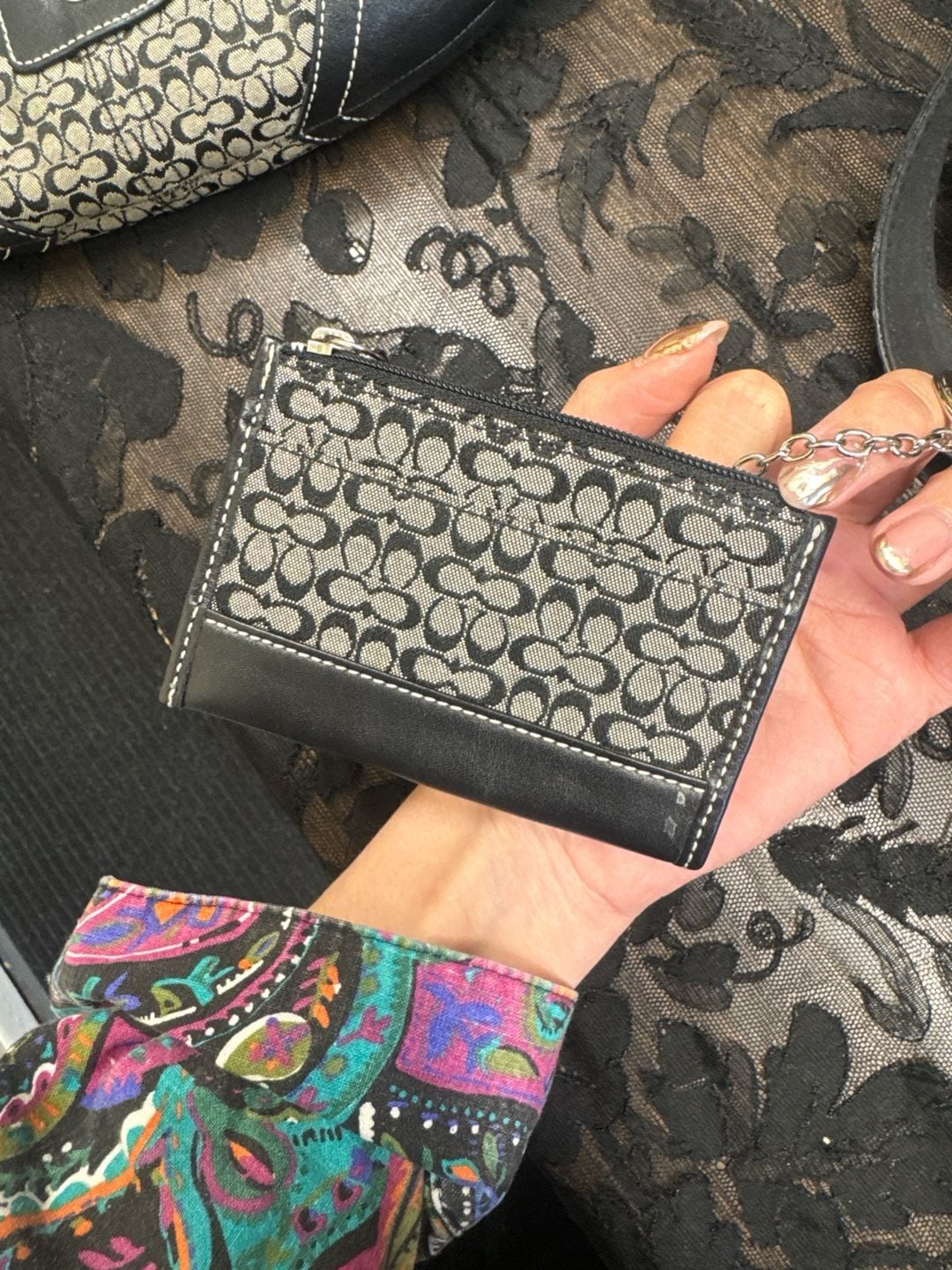 Coach Soho Signature Buckle Flap Bag Black/Grey Canvas 6818 15