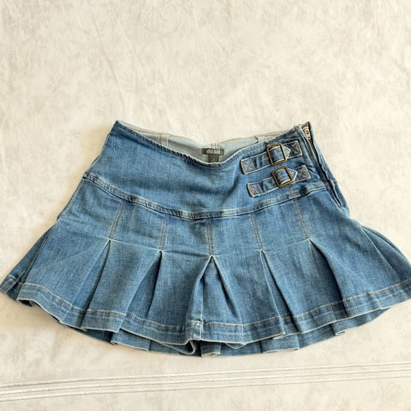 Wild Fable Pleated Denim Skort with Side Buckles Size 4