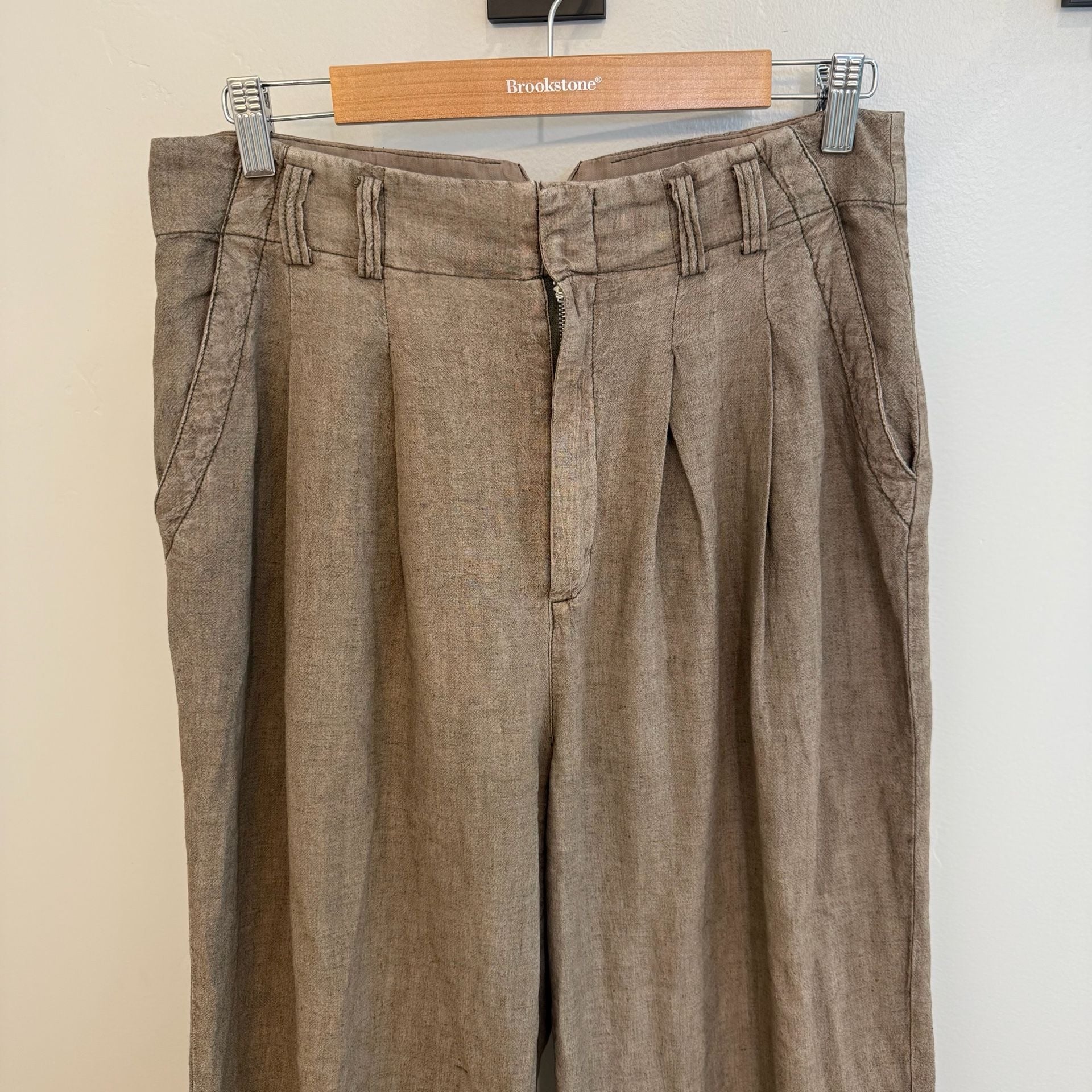 Free People Pleated Wide Leg Linen Blend Trousers Size 10 5