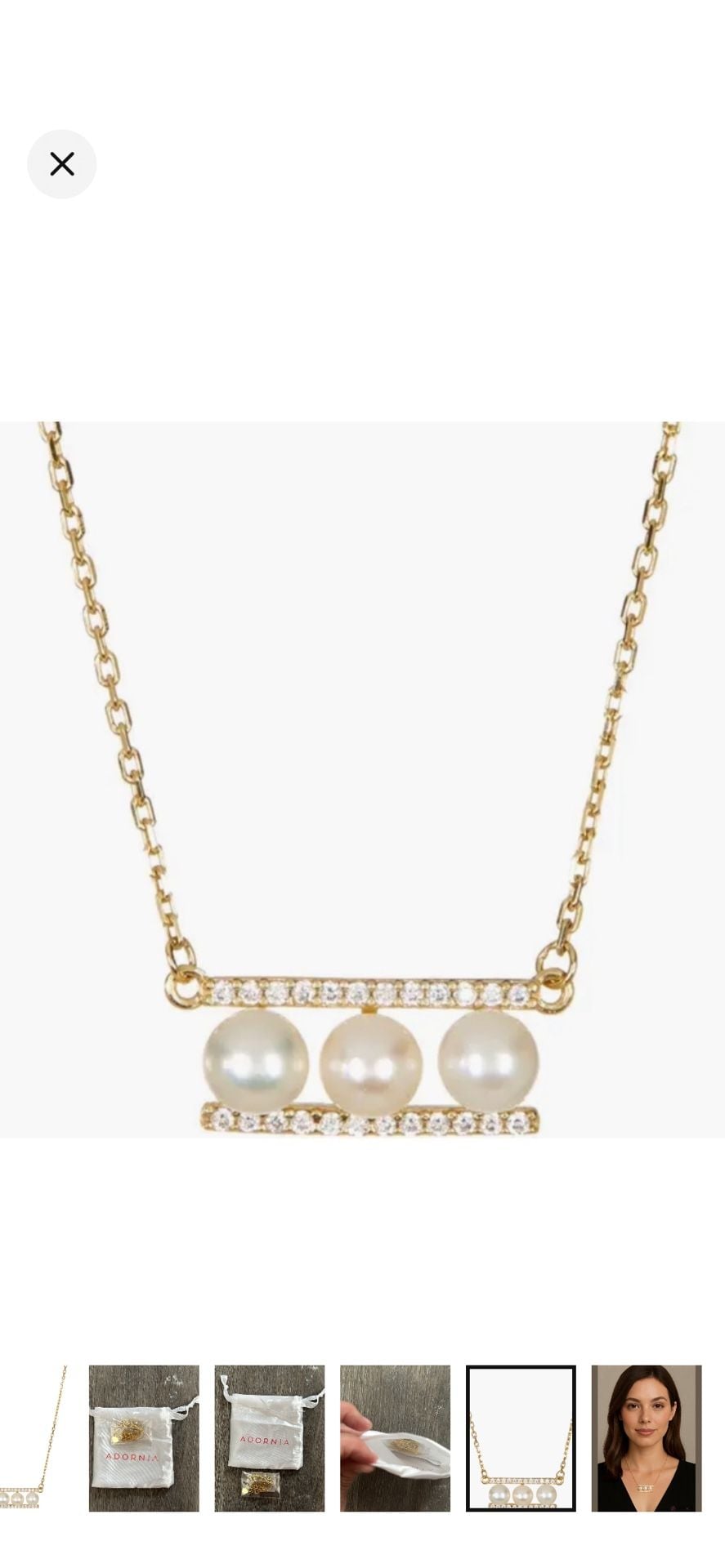 ADORNIA 14K Gold-Plated Crystal and Imitation Pearl Bar Necklace 8