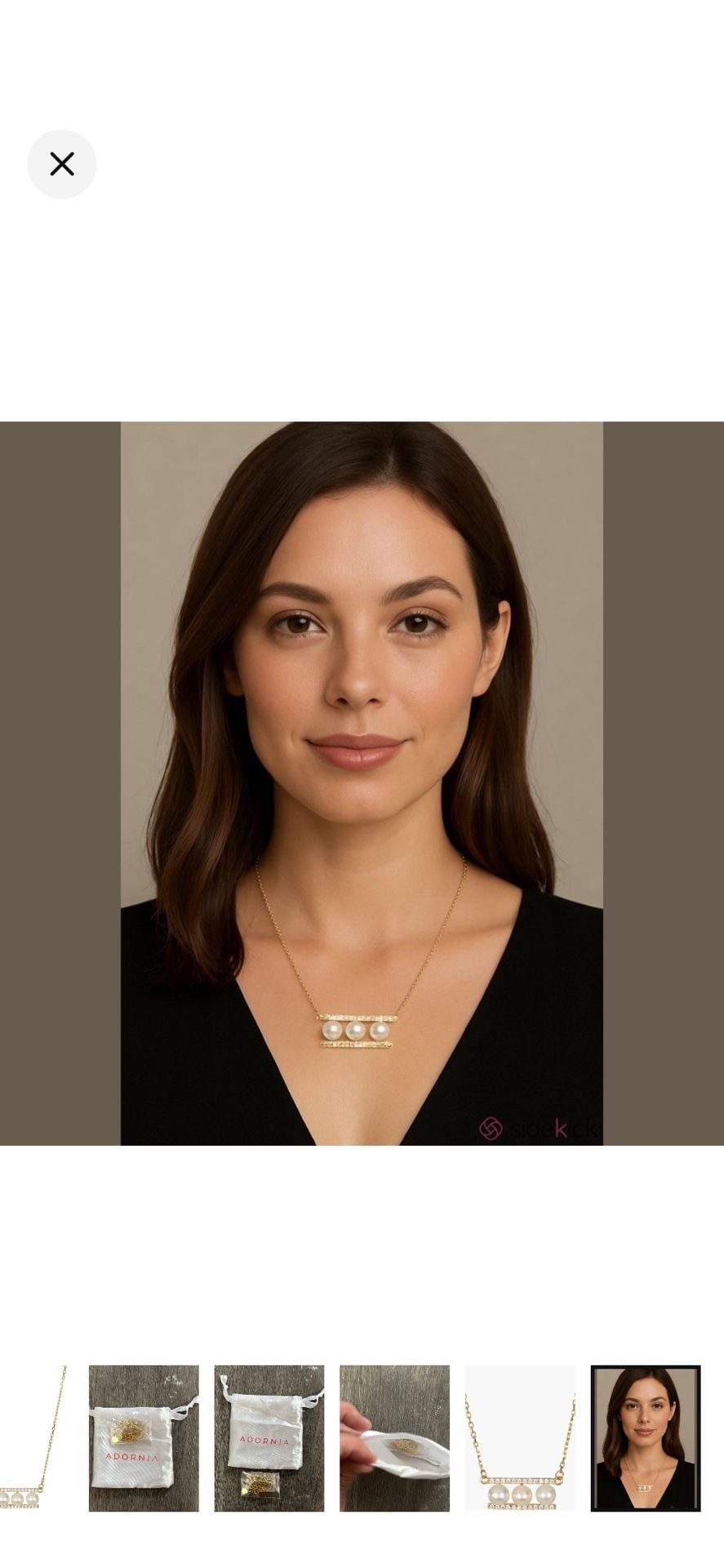 ADORNIA 14K Gold-Plated Crystal and Imitation Pearl Bar Necklace 9