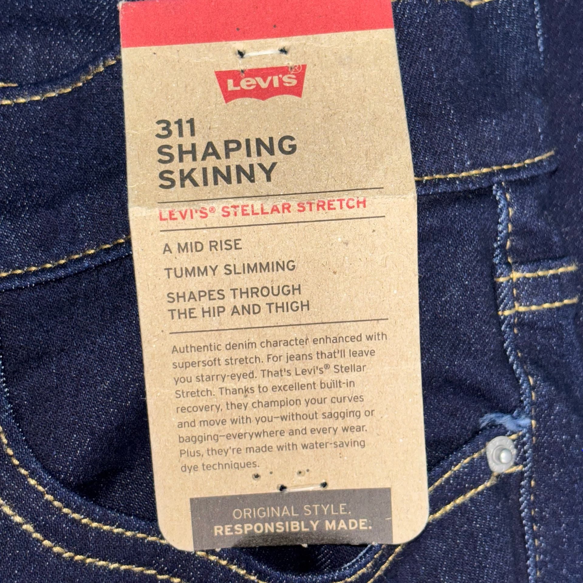 Levi's 311 Shaping Skinny Jeans Womens Size 29 x 28 Dark Indigo Casual NWT 7