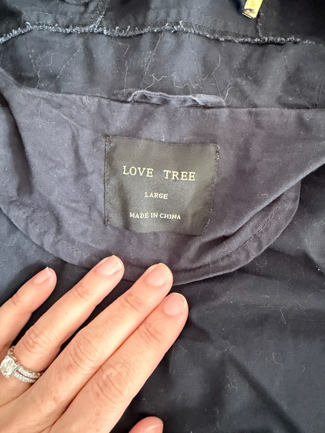 Love Tree Navy Blue Cotton Hooded Utility Jacket Size Large 3