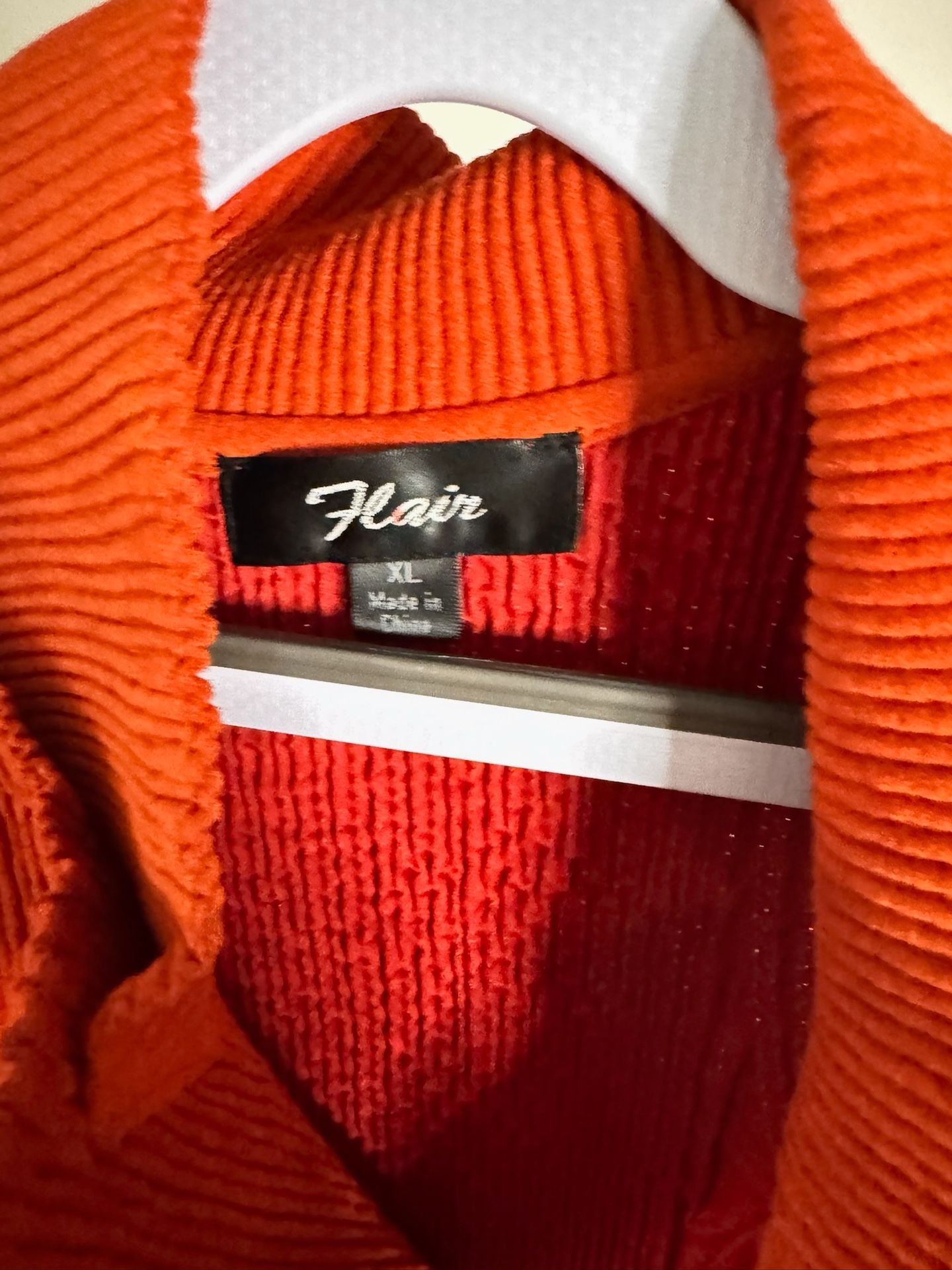 Flair Women's Orange Textured Crinkle Knit Button Front Jacket Size XL 5