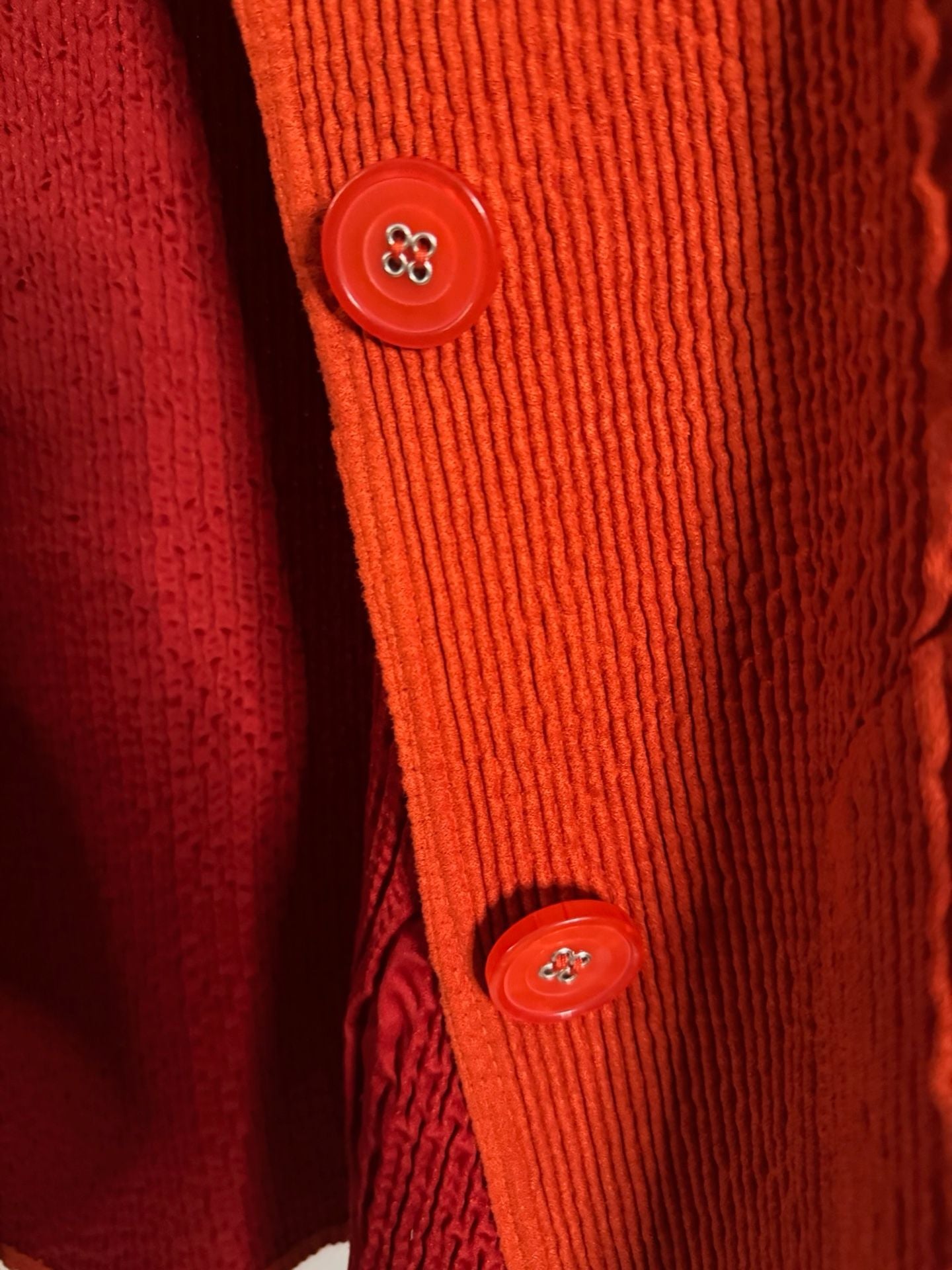 Flair Women's Orange Textured Crinkle Knit Button Front Jacket Size XL 6
