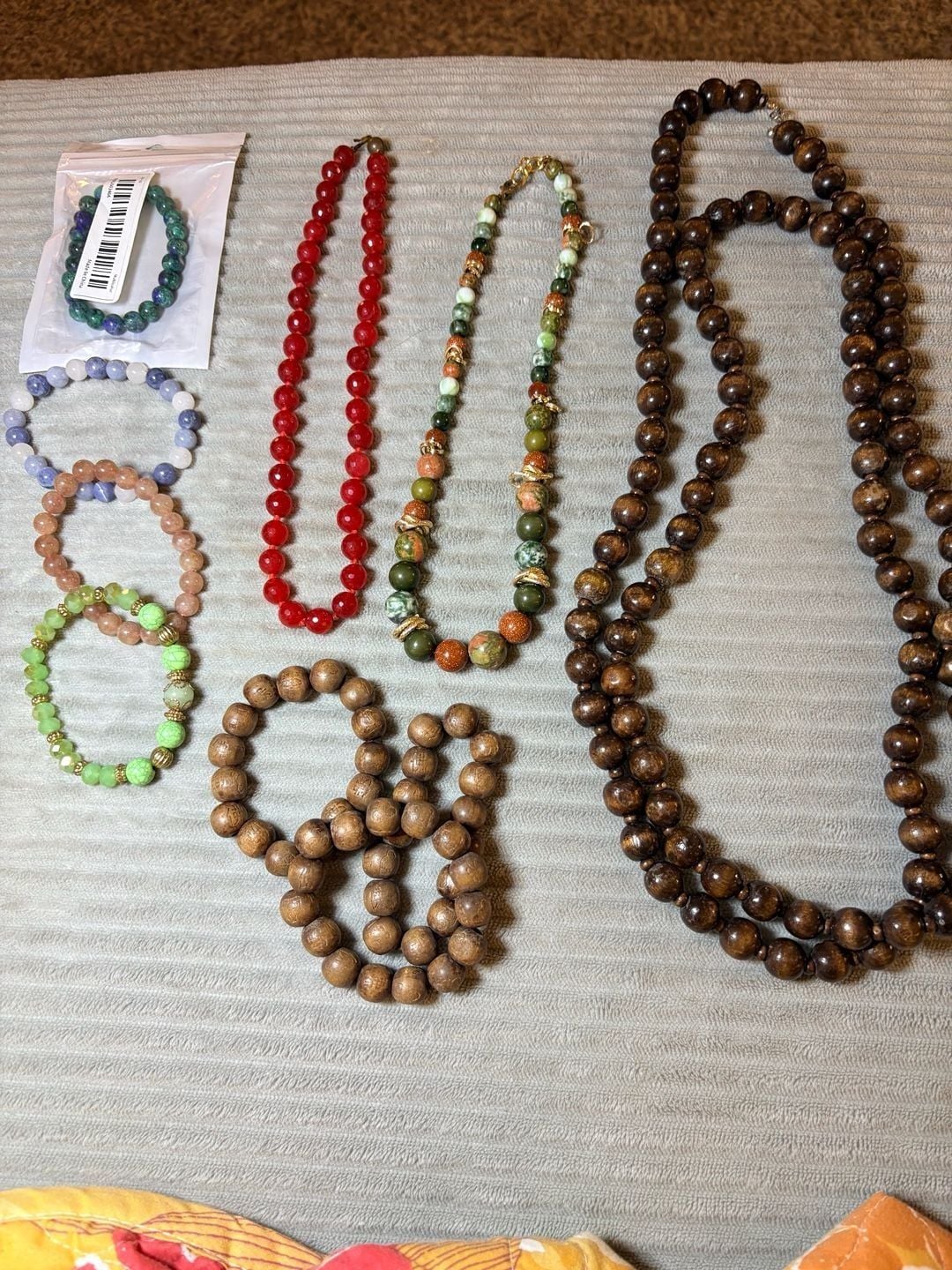 Beaded Jewelry Lot Wooden and Stone Necklaces and Bracelets 1