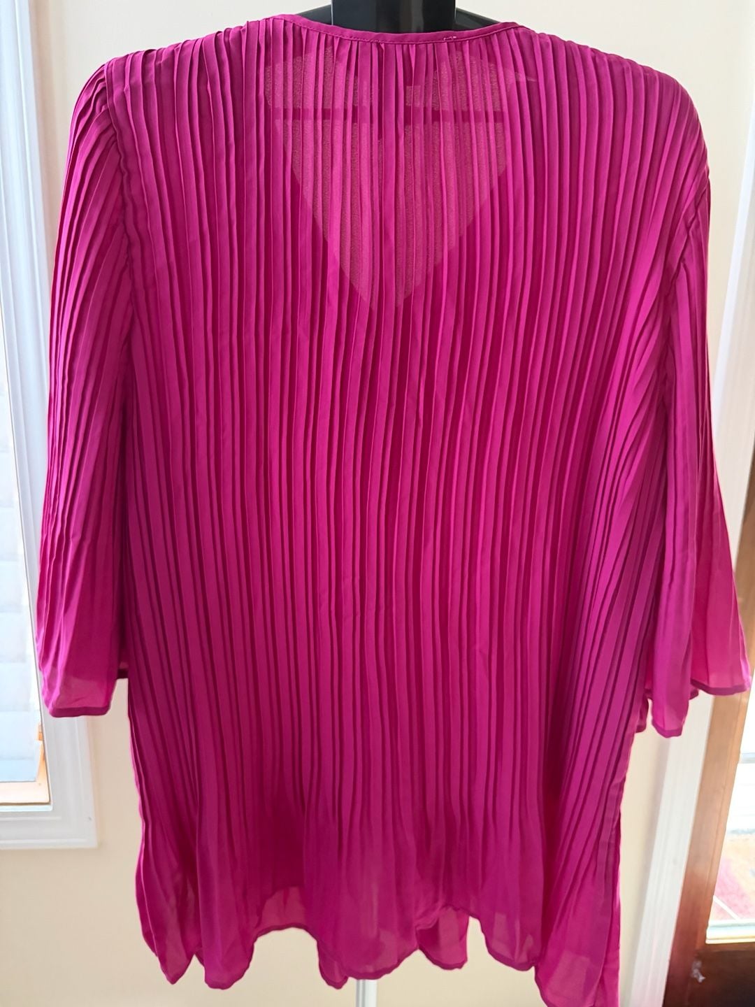 Woman Within Fuchsia Pleated Studded V-Neck Tunic Blouse Size 1X (22/24) 6