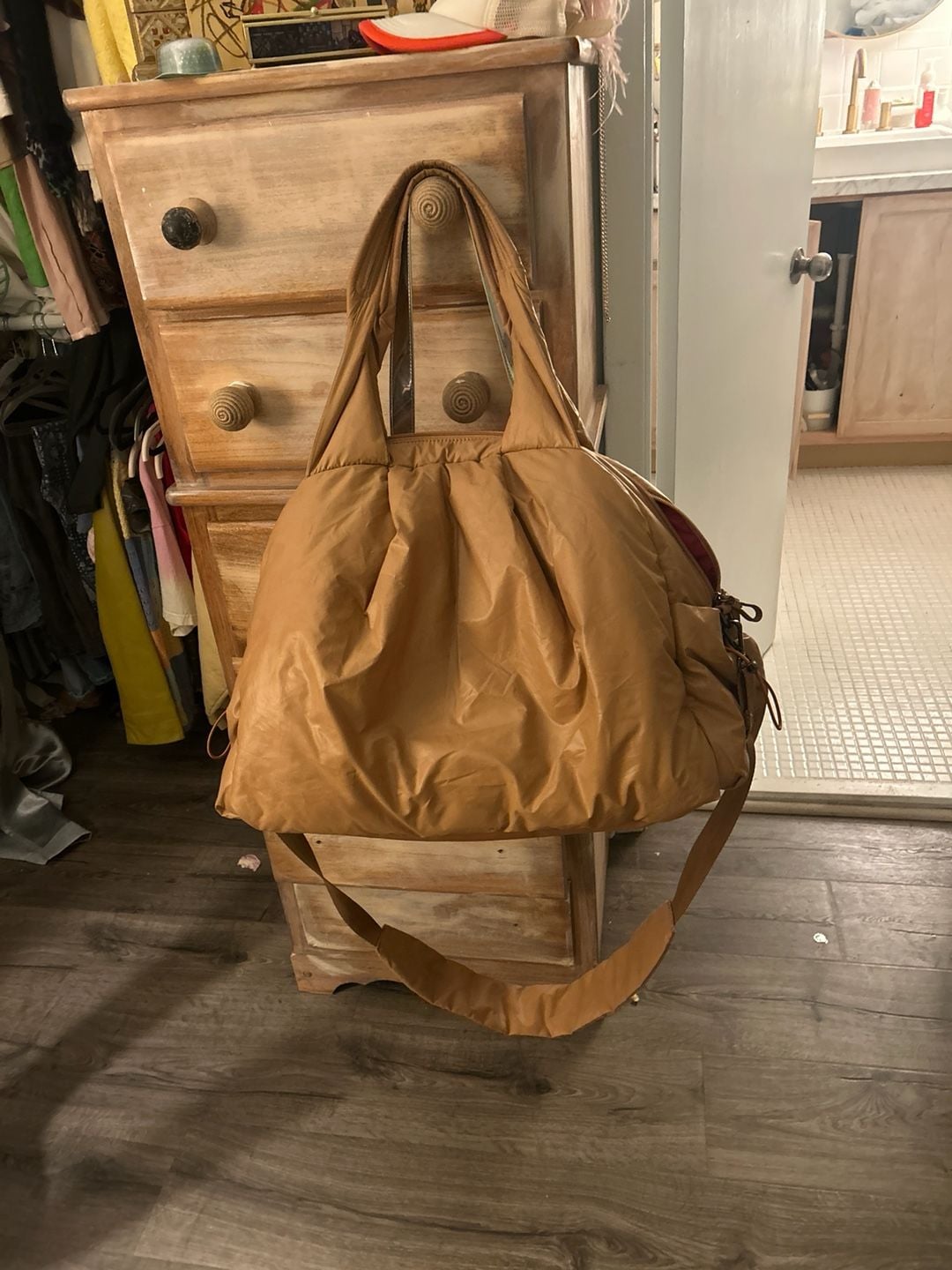 Caraa Large Cloud Tote Bag in Tan Vegan Nylon 2