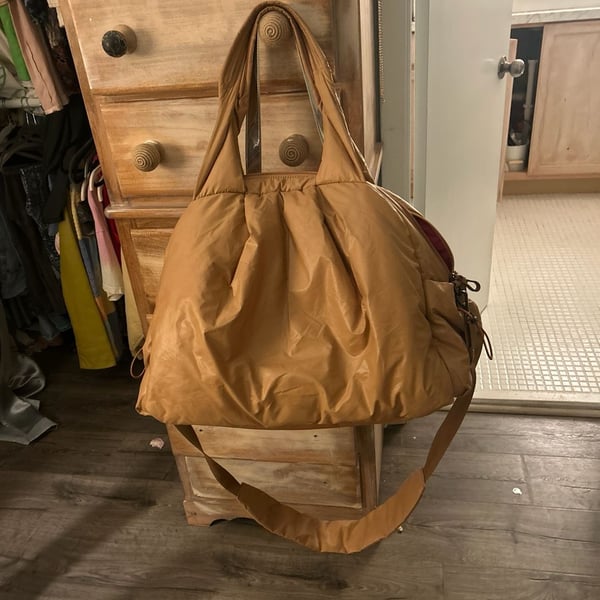 Caraa Large Cloud Tote Bag in Tan Vegan Nylon