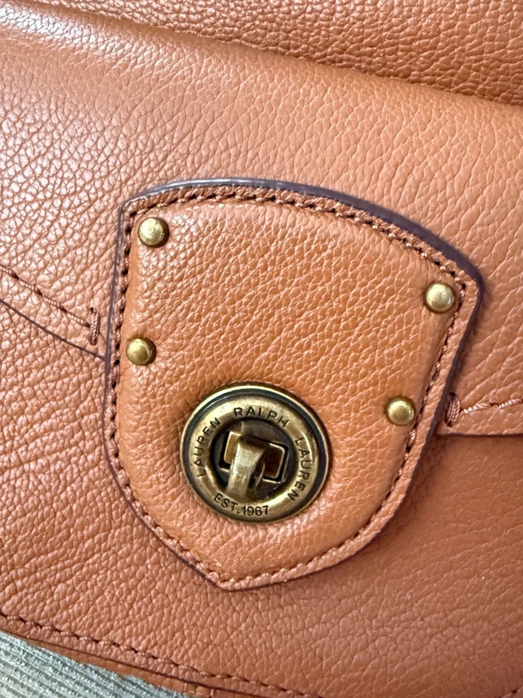 Lauren Ralph Lauren Pebbled Leather Backpack in Tan/Brown 5