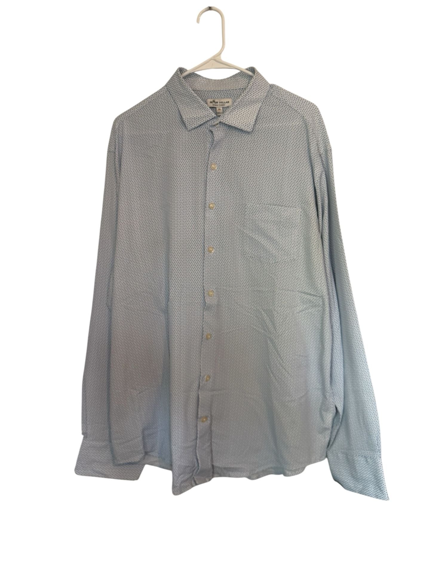 Peter Millar Summer Comfort Blue Diamond Print Performance Shirt Size XL 2