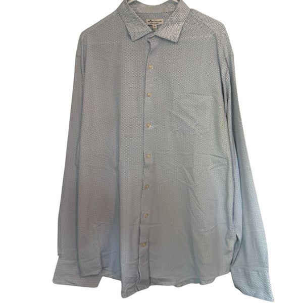 Peter Millar Summer Comfort Blue Diamond Print Performance Shirt Size XL