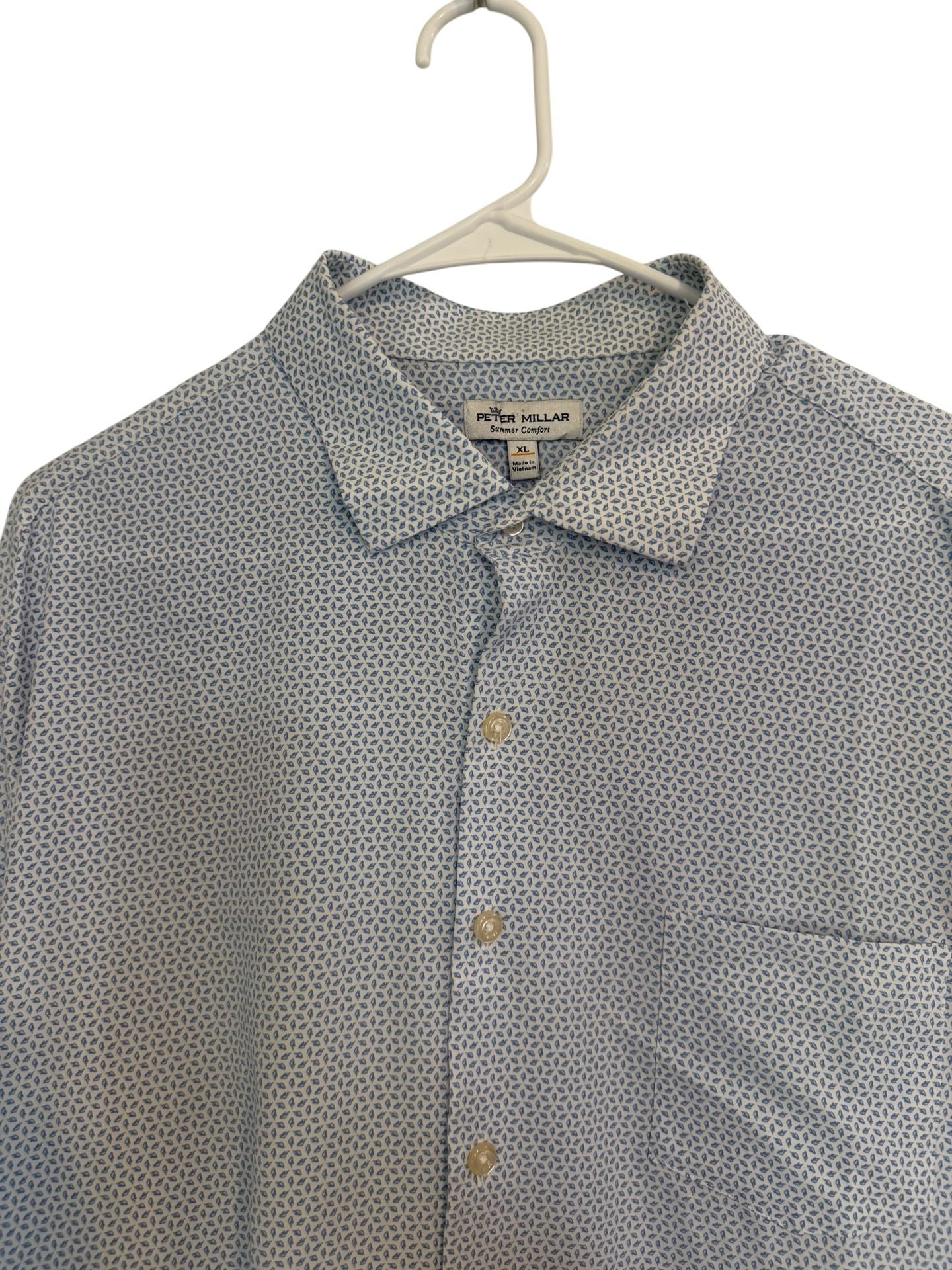 Peter Millar Summer Comfort Blue Diamond Print Performance Shirt Size XL 5
