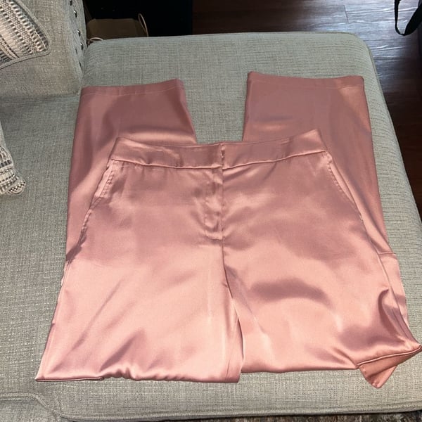 Rachel Zoe Rose Pink Satin Wide Leg Cargo Pants Size 10