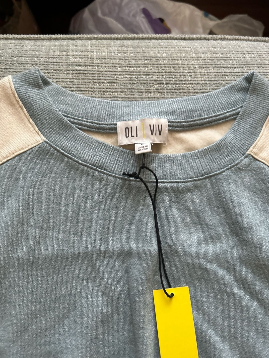 OLI VIV Blue Heathered Colorblock Sweatshirt and Shorts Lounge Set Size L 2