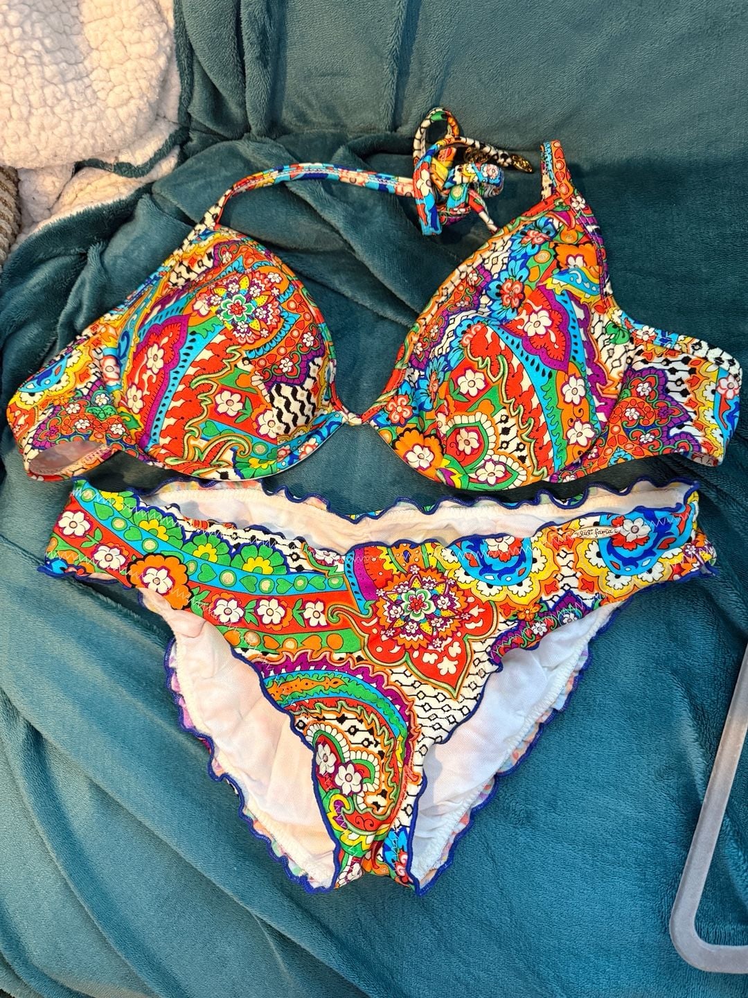NEW Luli Fama La Mezquita Paisley Floral Underwire Bikini Set Size XL 2