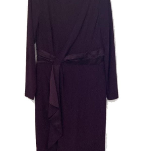 Lauren Ralph Lauren Purple Faux Wrap Sheath Dress with Satin Waist Size 8