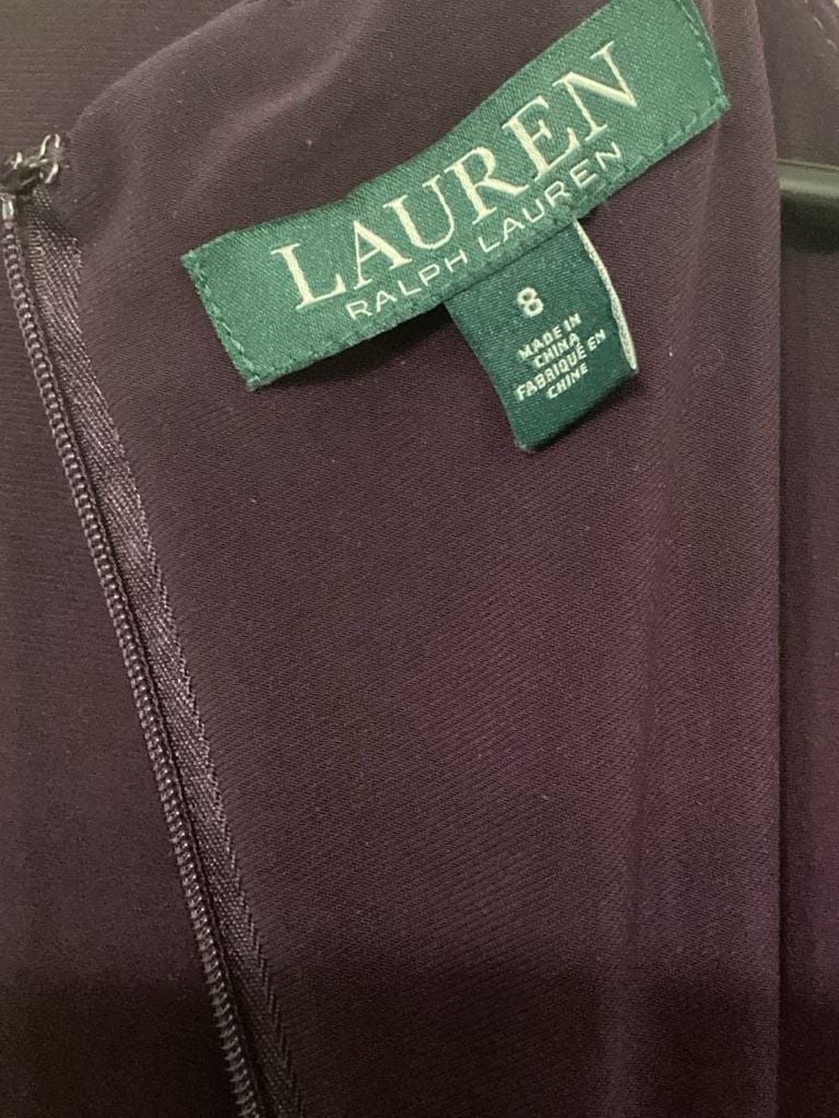 Lauren Ralph Lauren Purple Faux Wrap Sheath Dress with Satin Waist Size 8 6