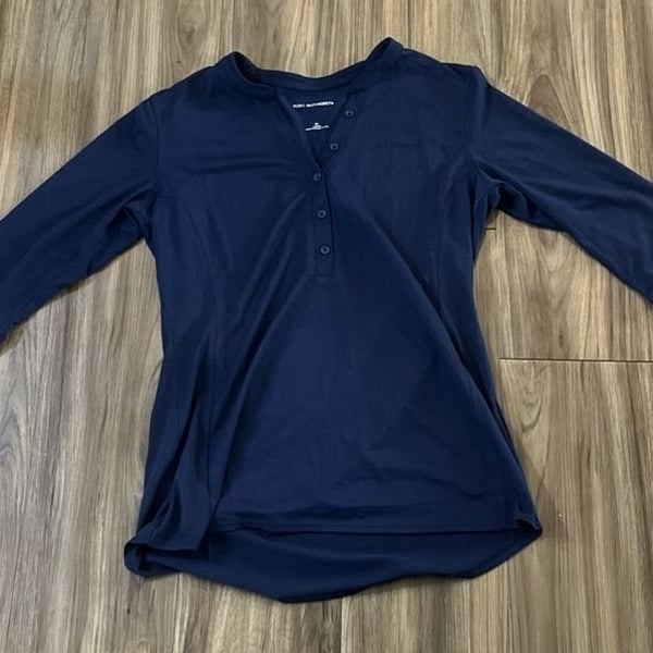 Port Authority Women's Navy Blue 3/4 Sleeve Henley Shirt Size M