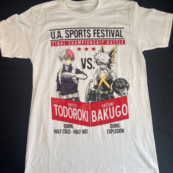 My Hero Academia Todoroki vs Bakugo U.A. Sports Festival T-Shirt Size Small
