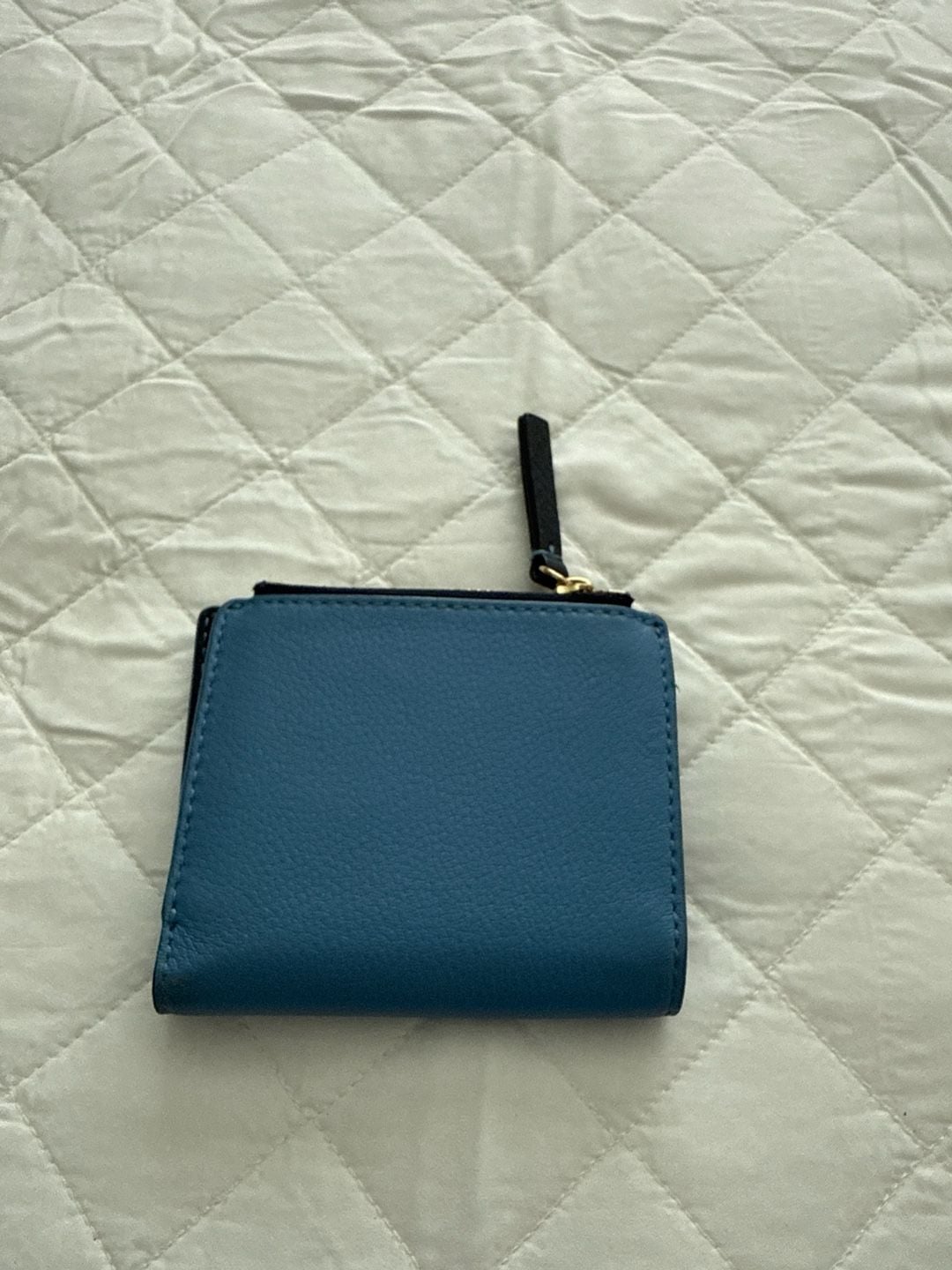 Tory Burch Emerson Mini Bifold Wallet Blue Pebbled Leather 2