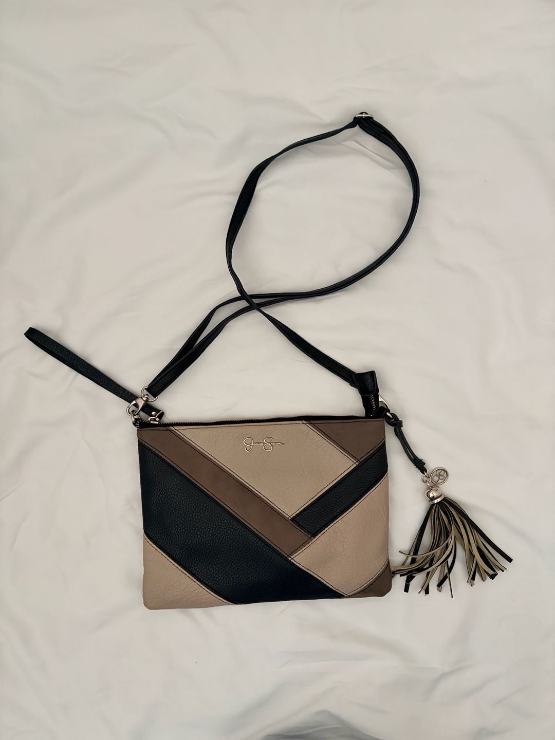 Jessica Simpson Colorblock Tassel Crossbody Wristlet Bag 2