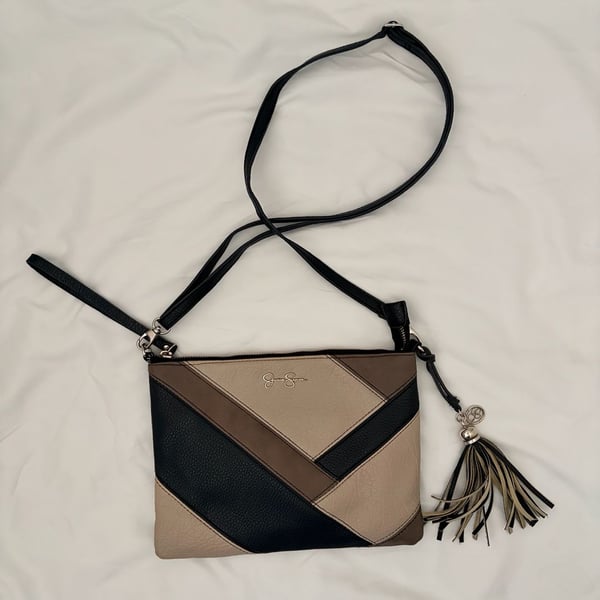 Jessica Simpson Colorblock Tassel Crossbody Wristlet Bag