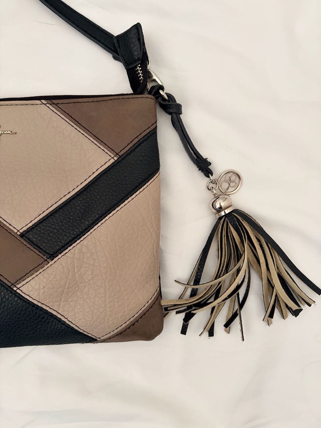 Jessica Simpson Colorblock Tassel Crossbody Wristlet Bag 4