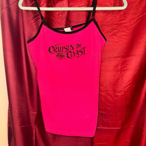 Harley-Davidson 2009 Cruisin' the Coast Pink Polka Dot Cami Tank Top Size L